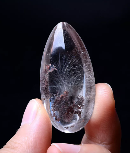 17.09g Natural Silver Rutilated Quartz Titanium Crystal Men And women Pendant