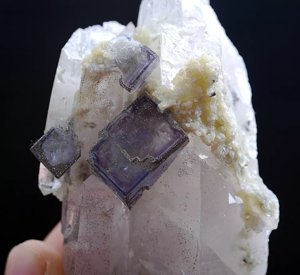 86gNatural Purple Fluorite Pyrite Crystal Cluster Mineral Specimen/ YaoGangXian