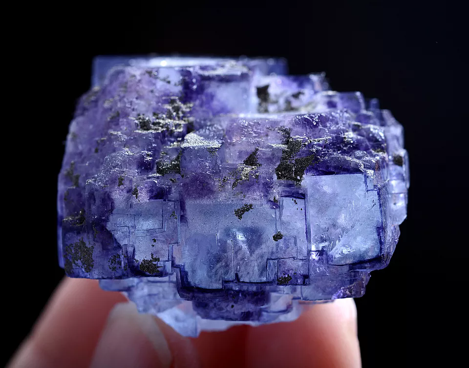 51g Natural Phantom Purple Fluorite & Pyrite Mineral Specimen/Yaogangxian China