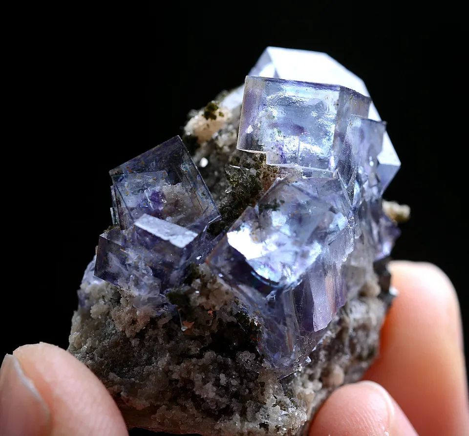 20g Natural Purple Blue Fluorite & Arsenopyrite Mineral Specimen/Yaogang  xian