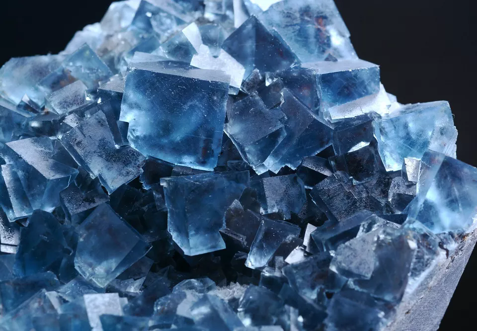 500g Natural Transparent Blue Cube Fluorite CRYSTAL CLUSTER Mineral  Specimen