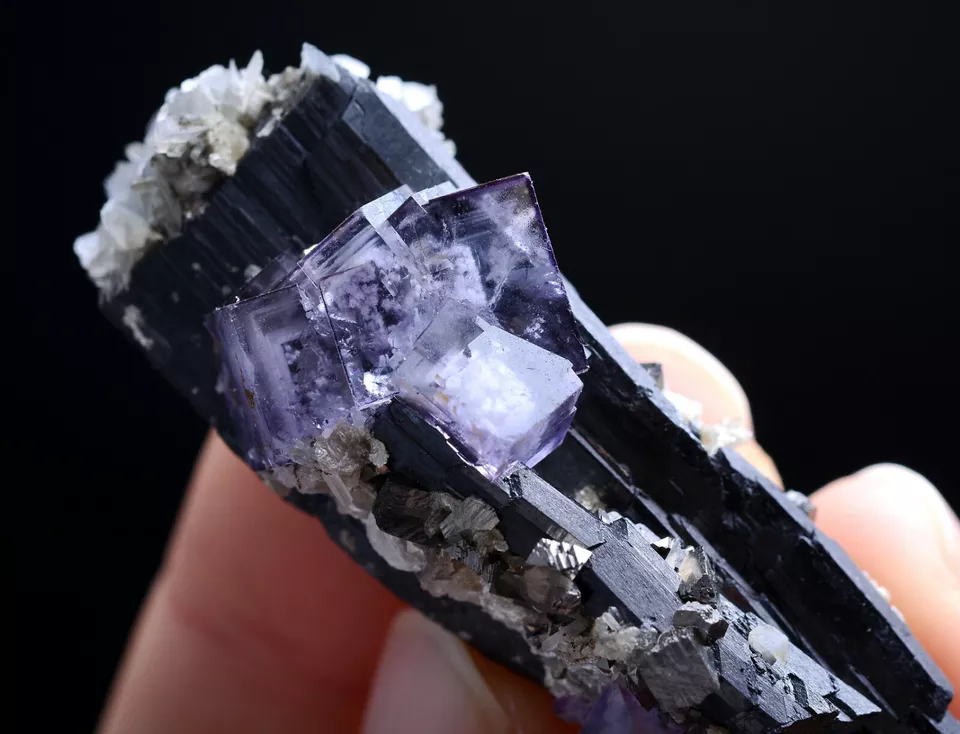 39gNatural Purple Fluorite Wolframite Arsenopyrite Mineral Specimen/Yaogangxian