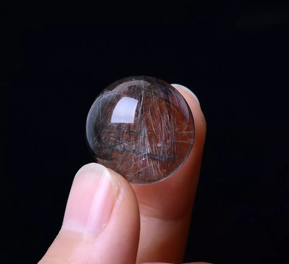 10.21g NATURAL SILVER RUTILATED QUARTZ  TITANIUM CRYSTAL SPHERICAL PENDANT