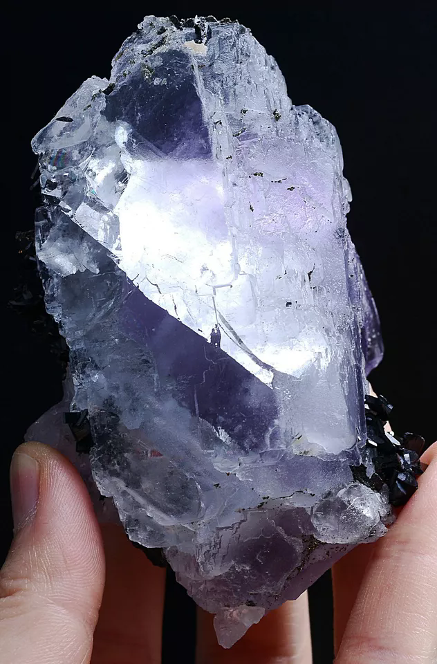 283gNatura Purple FLUORITE Wolframite Pyrite Mineral Specimen/Yaogangxian China