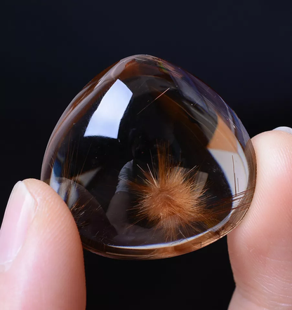 57.65ctNatural Transparent Gold Hair Rutilated Quartz Crystal Powerful  Pendant