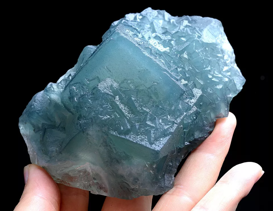 356g Natural Phantom Window Green Cubic Fluorite CLUSTER Mineral Specimen