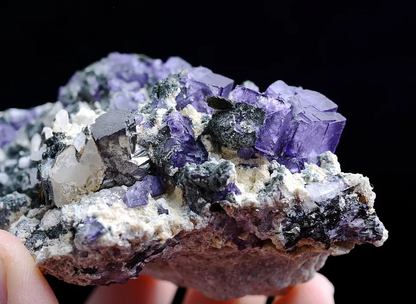 212gNatural Purple Fluorite &Arsenopyrite Crystal Mineral Specimen/Yaogang xian