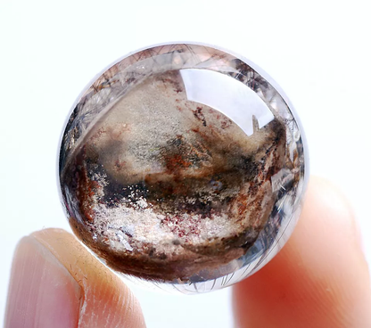 12.9g Natural Rare Silver Hair Rutilated Quartz Titanium Flowers Crystal Ball