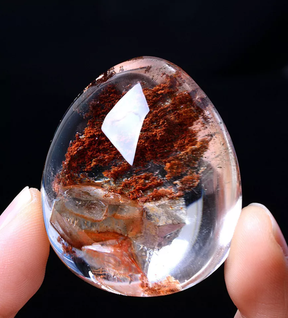 Natural Clear Red Ghost "Stone Inside Stone"Quartz Crystal Pendant  49.61g