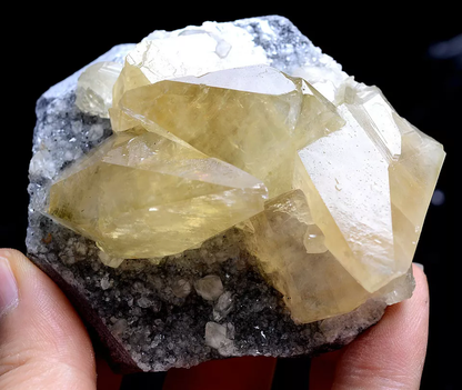 144g Natural Perfect Dipyramidal Yellow Calcite CLUSTER Mineral Specimen/China