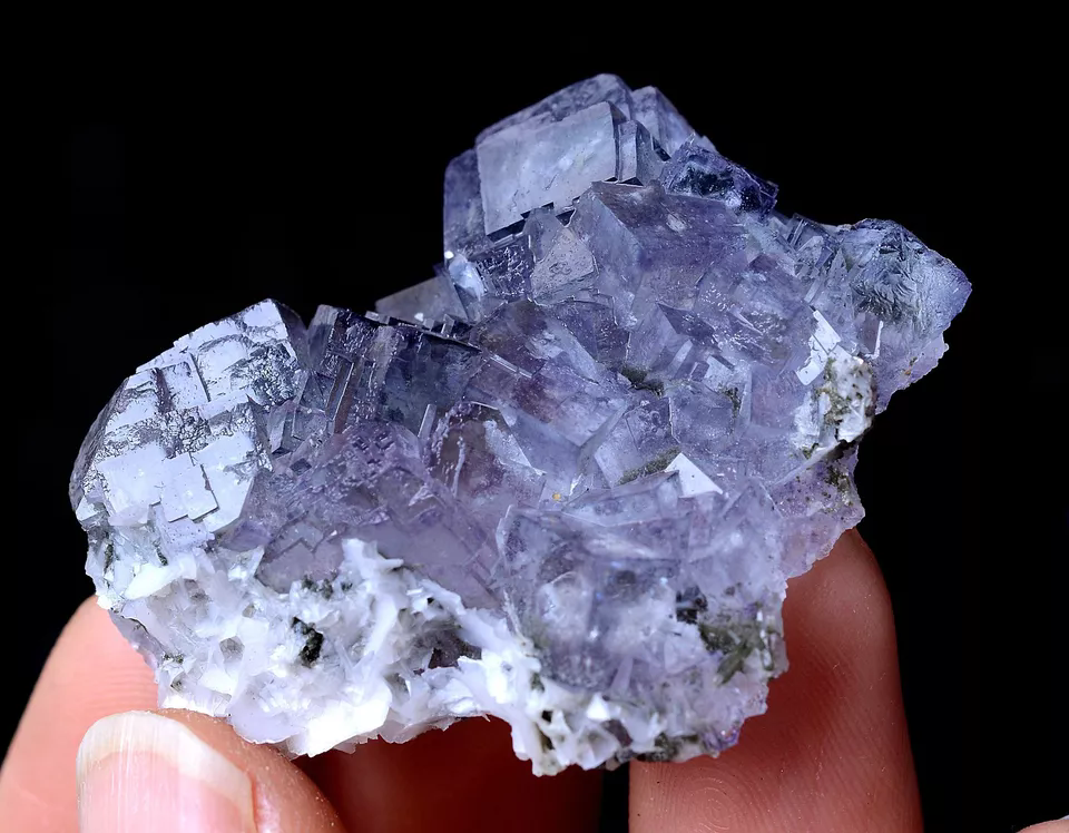 Yao Gang Xian RARE PURPLE FLUORITE CRYSTAL CLUSTER MINERAL SAMPLES  23.38g