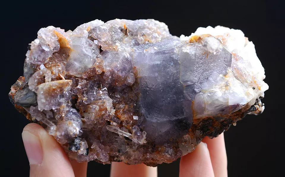 224g Natural Purple Fluorite & Pyrite Crystal Mineral Specimen/Inner  Mongolia