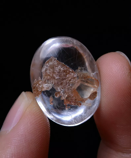 6.48g Natural Clear Gold Rutilated "Stone Inside Stone"Quartz Crystal Pendant