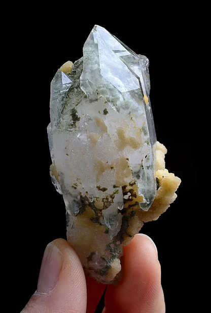 52gNatural Green Ghost Quarte Crystal & Purple Fluorite Mineral Specimens/China