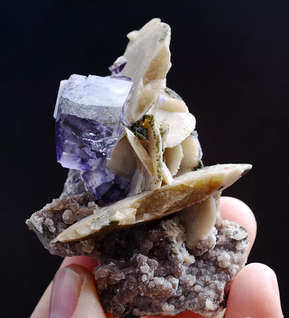 56g Natural  Clear Purple Fluorite Calcite Mineral Specimen / Yaogangxian China