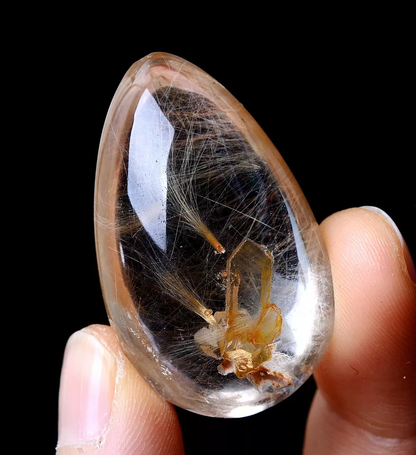 Natural Gold Hair Rutilated "Stone Inside Stone"Quartz Crystal Pendant 97.95ct