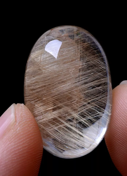 6.82g Natural Gold Rutilated Quartz  Crystal Cure Woman Men Powerful Pendant