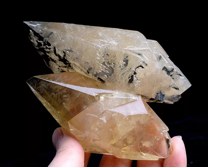 313g Natural Perfect Dipyramidal Yellow Calcite CLUSTER Mineral Specimen/ China