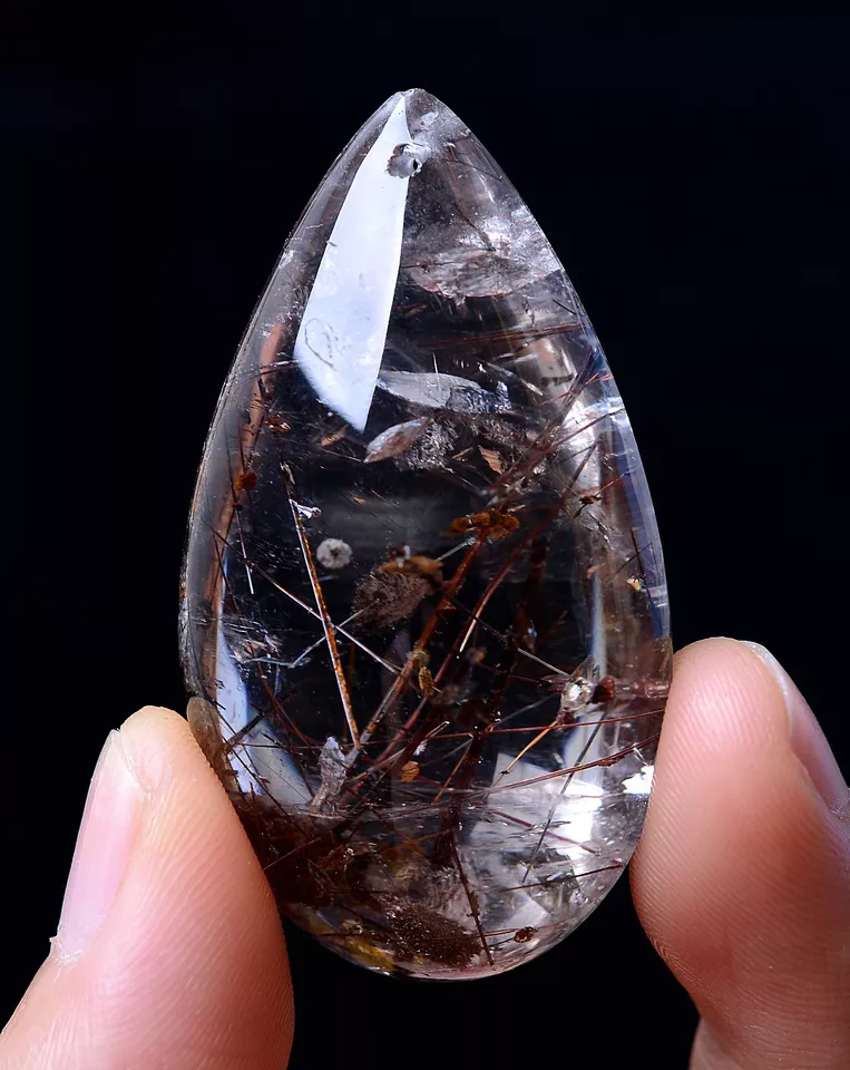 28.56g RARE NATURAL Clear Mica Quartz "Stone in Stone" Crystal Pendant  Healing