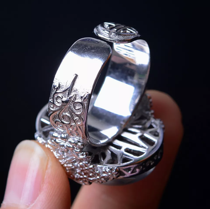 92.66ct Natural transparent Green Ghost Crystal Healing Wealth adjustable Ring