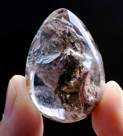 23gNatural Clear Red Ghost Phantom Quartz Crystal Men And Women Pendant Healing