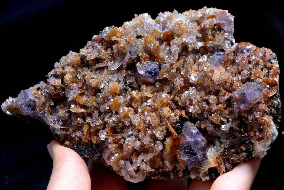 526gNatural Purple Fluorite & Calcite Dolomite Mineral Specimen/Inner Mongolia