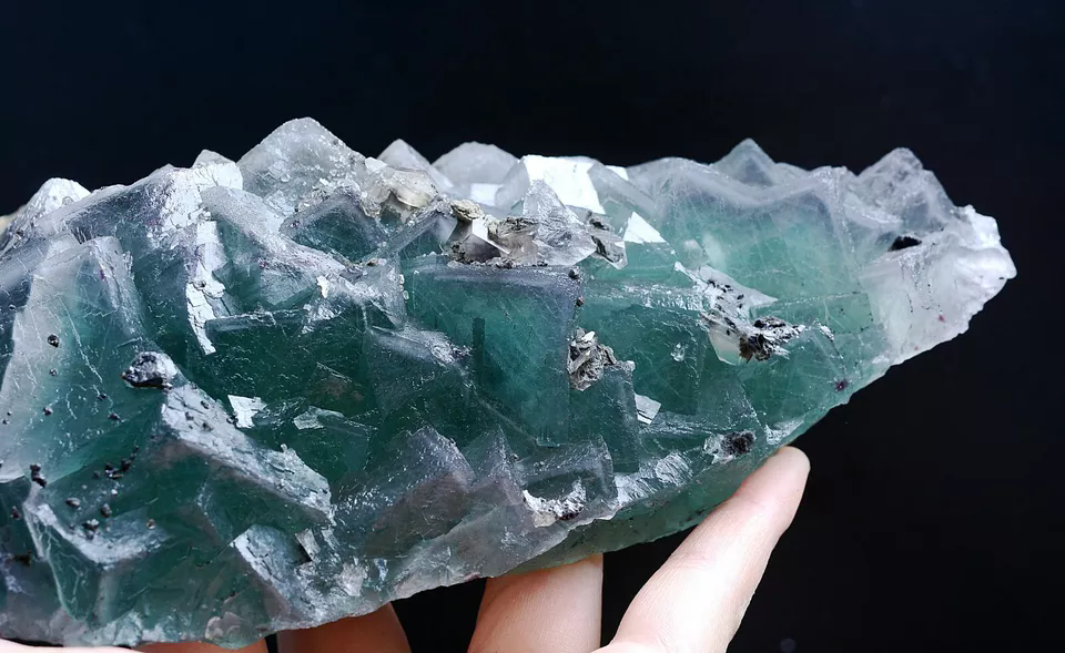 1265g NATURAL Phantom Window Green Blue Cubic FLUORITE Mineral Specimen/China