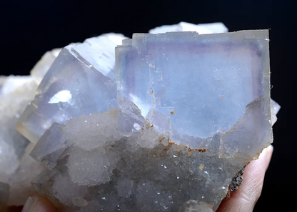 284g Natural Phantom Window Blue Purple Cubic Fluorite CLUSTER Mineral Specimen