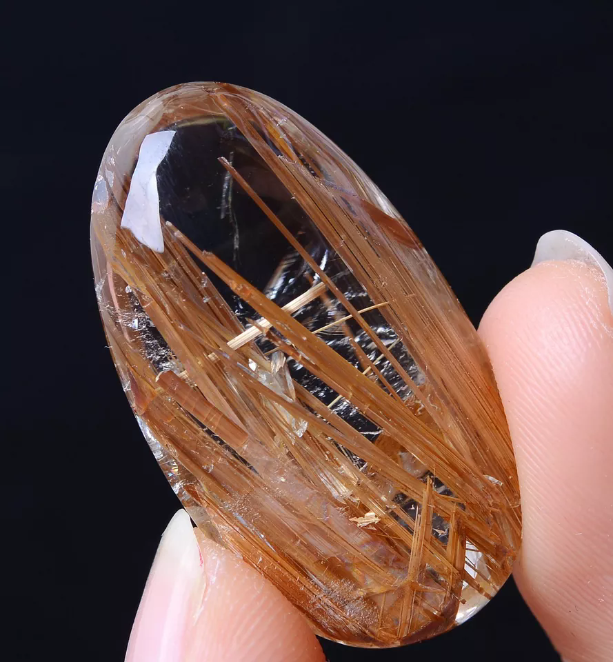 44.30CT NATURAL GOLD RUTILATED QUARTZ CRYSTAL WOMAN MEN CURE POWERFUL  PENDANT