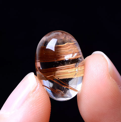 2.51g Natural Clear Quartz Gold Hair Rutilated Crystal Healing Stone Ring