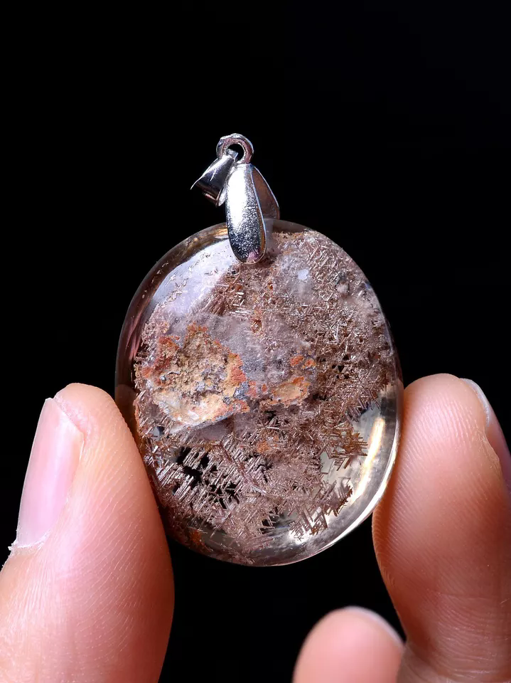 16.71 Beautyy Natural Clear Quartz Hair Rutilated Crystal Healing Lady  Pendant