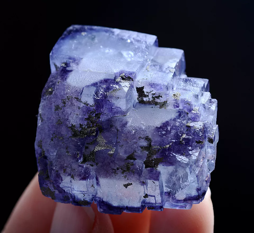 51g Natural Phantom Purple Fluorite & Pyrite Mineral Specimen/Yaogangxian China