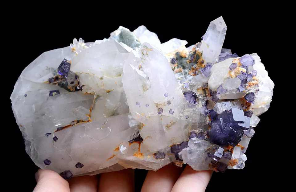 583g Natural Window Purple Fluorite & Crystal Mineral Specimen/Yaogang xian