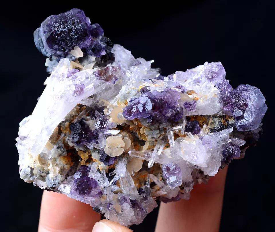 95g Natural New Find Purple Fluorite & Crystal Mineral Specimen Inner  Mongolia