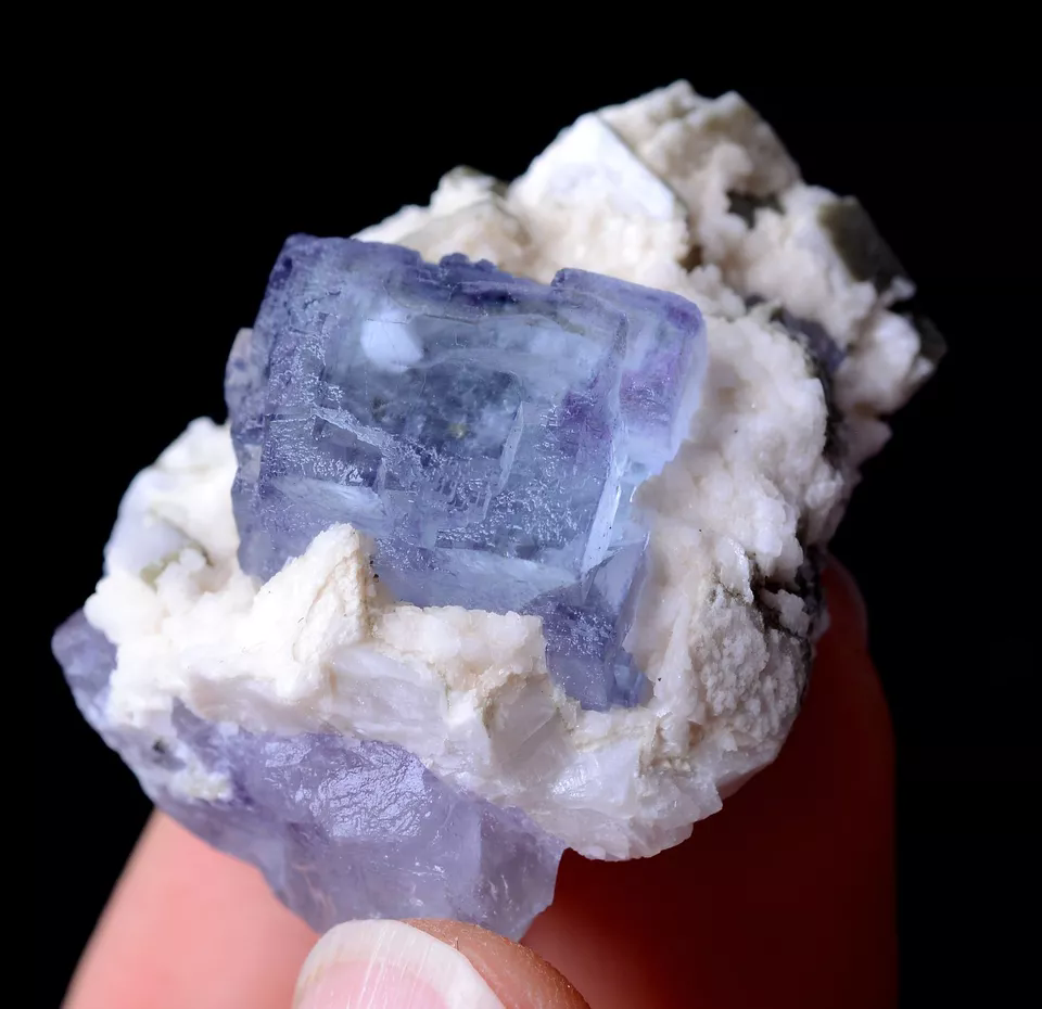 25g RANSPARENT GEM LEVEL Ladder-Like PURPLE FLUORITE CRYSTAL MINERAL  SPECIMEN