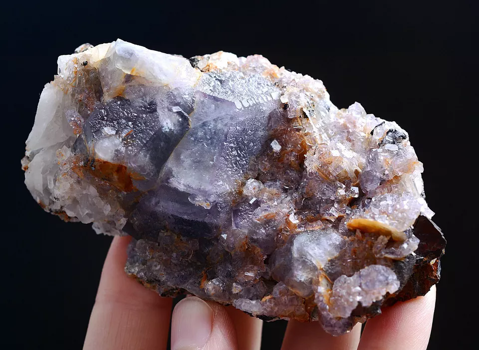 224g Natural Purple Fluorite & Pyrite Crystal Mineral Specimen/Inner  Mongolia