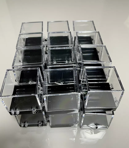 12pcs Acrylic Display Box Mineral Specimen Jewelry Square Collecting Case