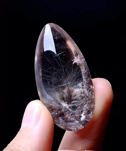 17.09g Natural Silver Rutilated Quartz Titanium Crystal Men And women Pendant