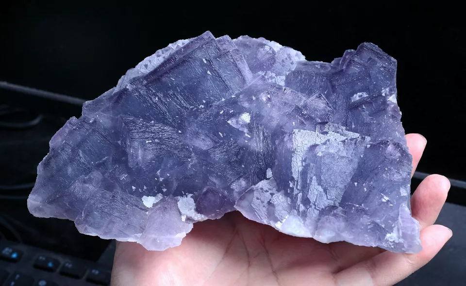 1733g Natural Phantom Window Cube Blue Purple Fluorite Mineral Specimen/ China