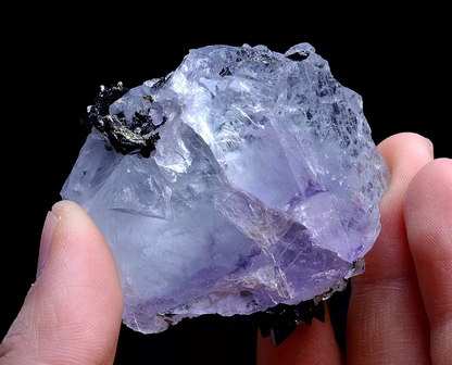 Yao Gang Xian Transparent PURPLE FLUORITE & WOLFRAMITE MINERAL SPECIMEN 88g