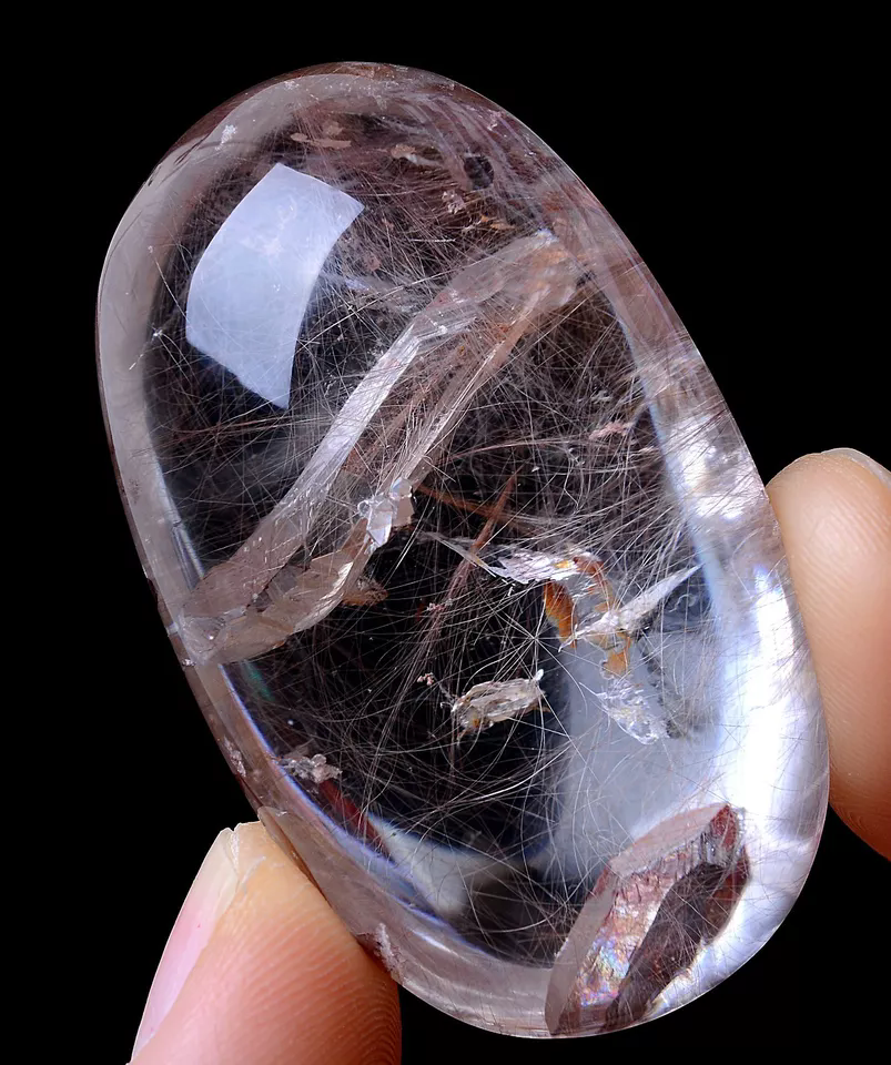 196.90ctNatural Clear Gold Rutilated "Stone Inside Stone"Quartz Crystal  Pendant