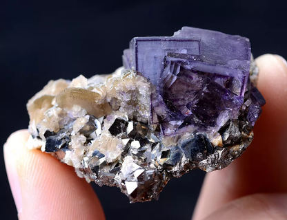 31g NATURAL COMPLETE RARE PURPLE FLUORITE & ARSENOPYRITE MINERAL SAMPLES