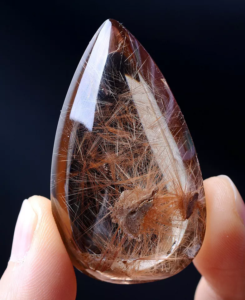 203.75ct Rare Natural Transparent Gold Hair Rutilated Quartz Crystal Pendant