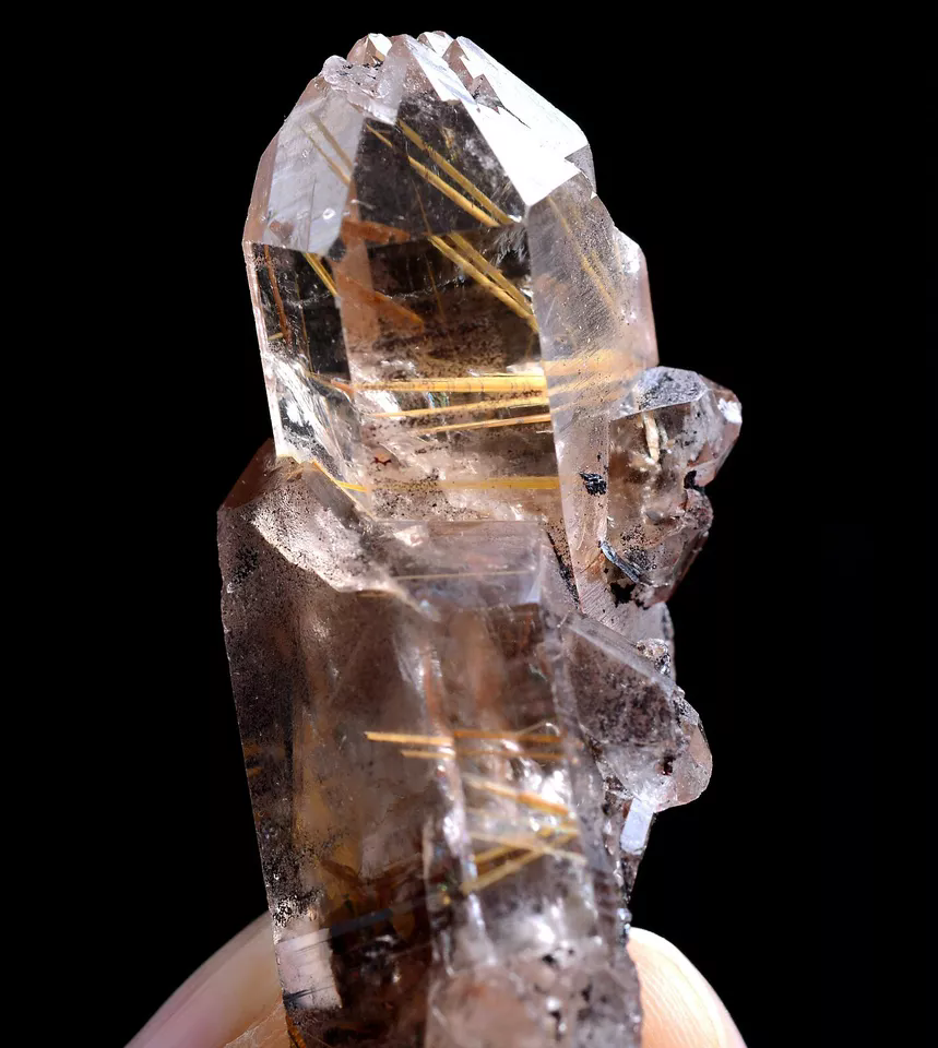 35gNatural Transparent Gold Rutilated Skeletal Quartz Crystal Mineral  Specimens