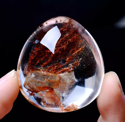 Natural Clear Red Ghost "Stone Inside Stone"Quartz Crystal Pendant  49.61g