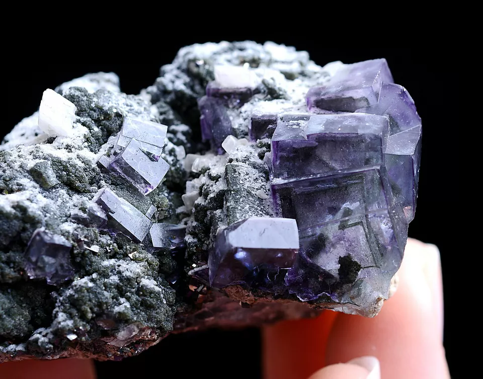 76gNatural Phantom Window Purple Fluorite Crystal Mineral Specimen/Yaogangxian