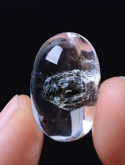 RARE NATURAL Clear Mica Quartz "Stone in Stone" Crystal Pendant Healing 5.62g