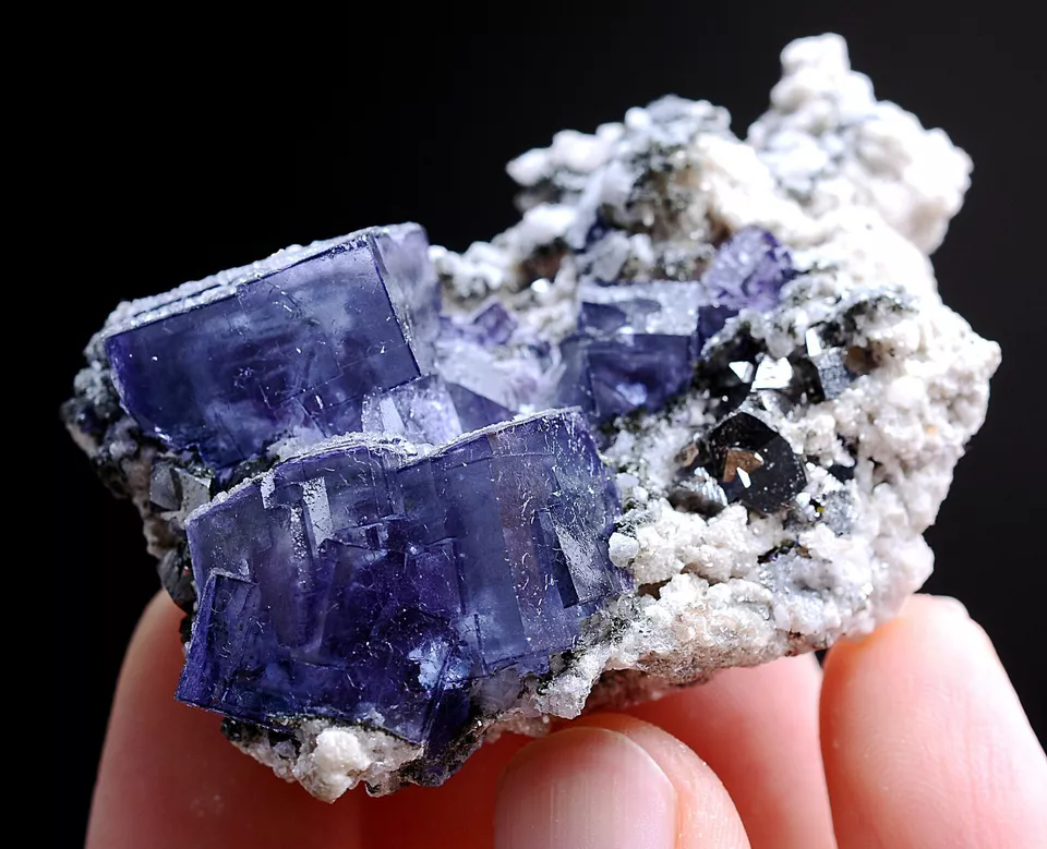 63g Natura Cube Purple FLUORITE Arsenopyrite Mineral Specimen/Yaogangxian China