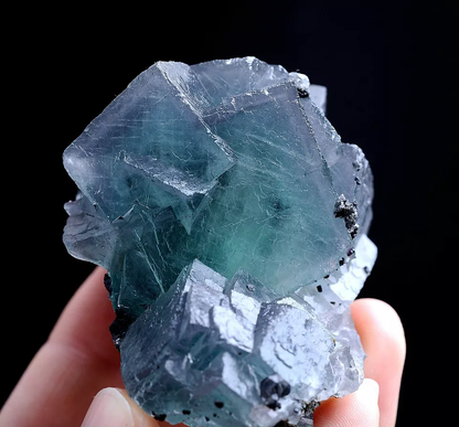 186gNatural Phantom Window Green Purple Cubic Fluorite CLUSTER Mineral Specimen