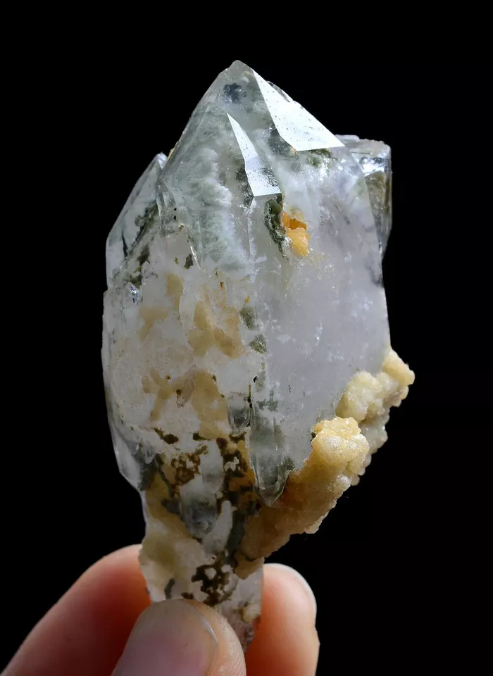 52gNatural Green Ghost Quarte Crystal & Purple Fluorite Mineral Specimens/China